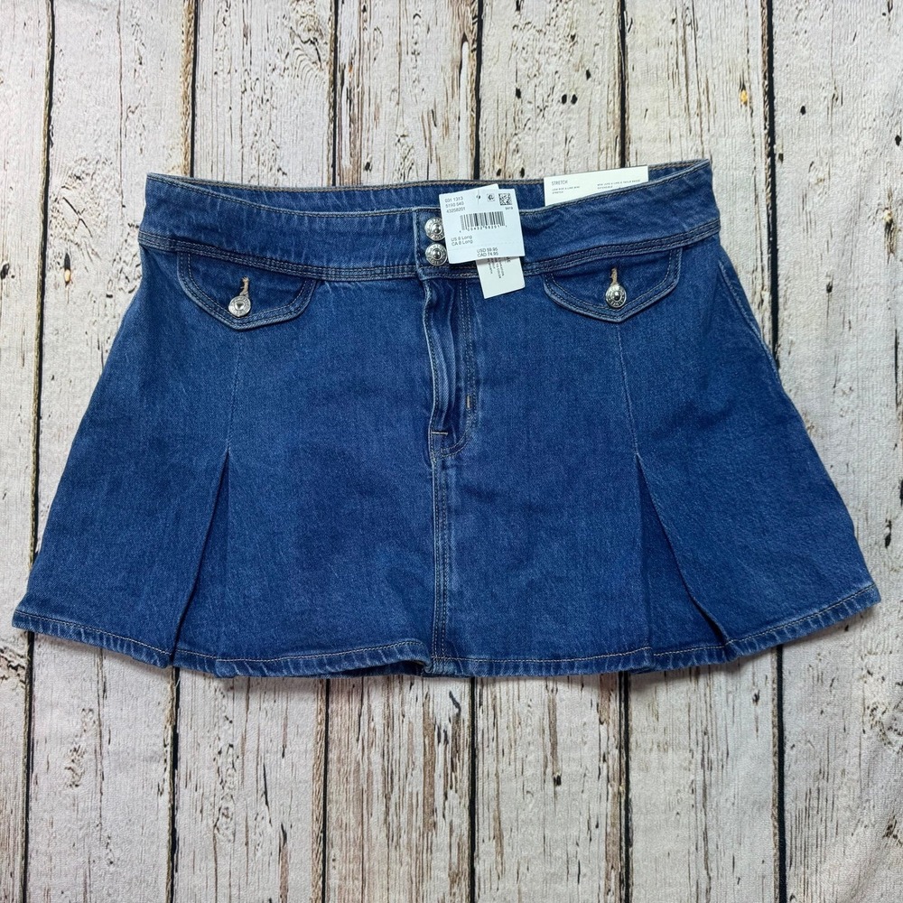 American Eagle Low Rise A-Line Mini Denim Skirt Size 8L 8 Long‎ NWT Stretch